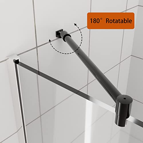 Shower Door Glass Support Bar, 14.2'' Telescopic Bar for 5/16'' to 1/2'' Thick Glass, Black by HTLOTUS - Image 6