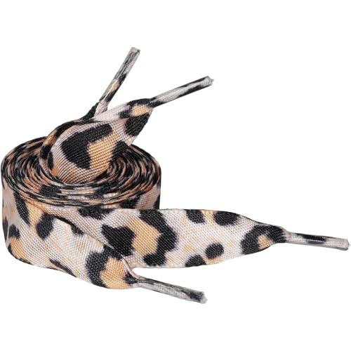 5Chaos Leopard Ribbon Shoe Laces, Cheetah Satin Shoelaces, Animal Printed Silk Sheer Sneaker Laces for Women Girls, Boot Shoestring with Aglets (31