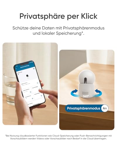 eufy Innenkamera E30, Neue Generation, 4K UHD-Überwachungskamera innen, Haustier-/Babykamera mit Phone-App, Auto-Tracking Mensch/Tier, Farb-Nachtsicht, 360° Schwenken & Neigen, Unterstützt Homekit