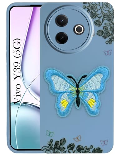 Image of Jkobi Back Cover Case for Vivo Y39 (Soft Butterfly Embroidery | Women Teen Girls | Camera Protection| Matte Silicone)