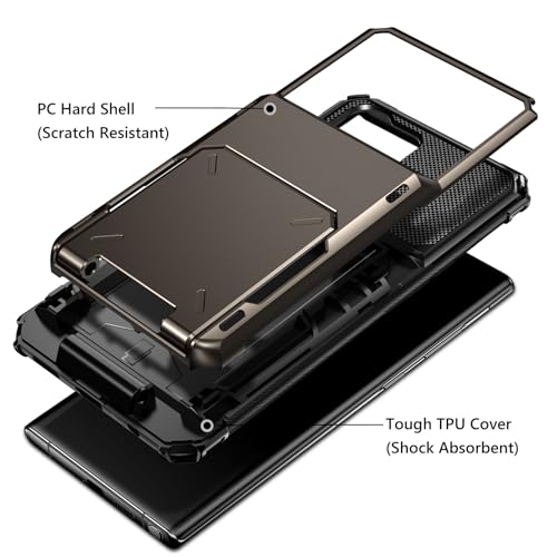 Vofolen for Samsung Galaxy S24 Ultra Wallet Case with Card Holder, Dual Layer Heavy Duty Shockproof Wallet Case, Hidden Flip 4-Card Slot Large Storage Protective Cover for S24 Ultra, 6.8\" Gun Metal - Thumbnail 3