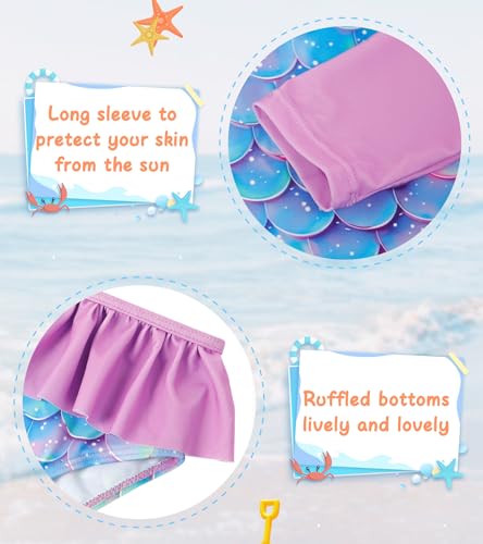 Image of UNIFACO Toddler Girls Swimsuit Rashguard Set Summer Beach Breathable Tankini with UPF 50+ Sun Protection 2-8T