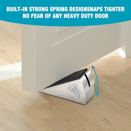 Flora GUADR Adjustable Spring Loaded Large Door Stopper 2Packs- Heavy Duty Tall Door Stop Wedge Door Stoppers for Bottom of Door, 3” Doorstop Stainless Steels and Rubber Made Suits Any Heavy Door