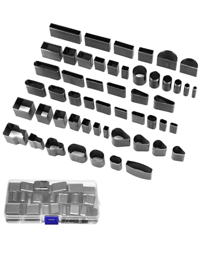 QWORK® 52 piezas juego de punzones de cuero, sacabocados para cuero, para artesanía de cuero, tela, con caja de almacenamiento