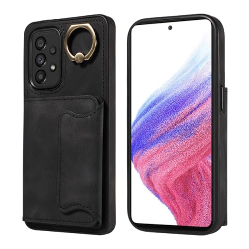 Étui portefeuille en cuir avec porte-anneau noir pour Samsung S23 Ultra et Galaxy A54
