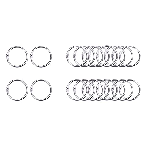20pcs Anillos de Libro,Anillas Encuadernar - 25mm Metal Bisagra Anilla Libro Hojas Sueltas Anillas para Oficina Scrapbooking Carpeta Àlbum Llavero Cuaderno
