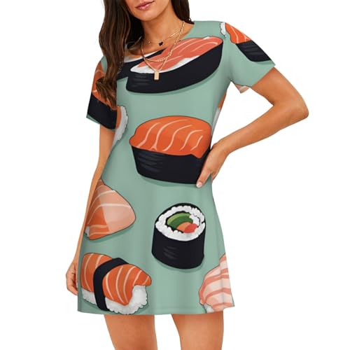 Chemise de nuit Sushi pour femme : vêtement de nuit léger et doux à manches courtes