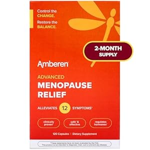 Amberen: Safe Multi-Symptom Menopause Relief. Clinically Shown to Relieve 12 Menopause Symptoms: Hot Flashes, Night Sweats, Mood Swings, Low Energy and More. 2 Month Supply