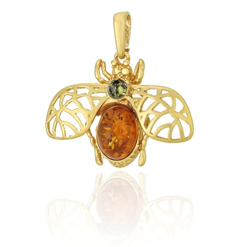 Pendentif abeille plaqué or et ambre véritable pour sublimer un décolleté