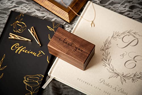 Muujee I Love You Quad Ring Box - Engraved Wooden Ring Case Box For Wedding Ceremony Ring Bearer Box - Anniversary Birthday Gift Ideas #TOP6