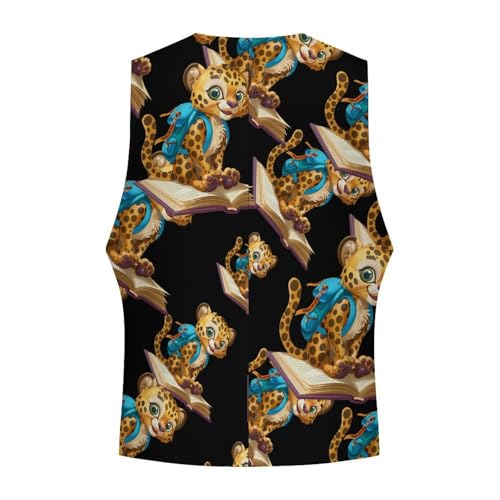 Cheetah Love Book Men's Suit Vest Waistcoat Vests Formal Dress with 2 Pockets for Business Casual Tuxedo4