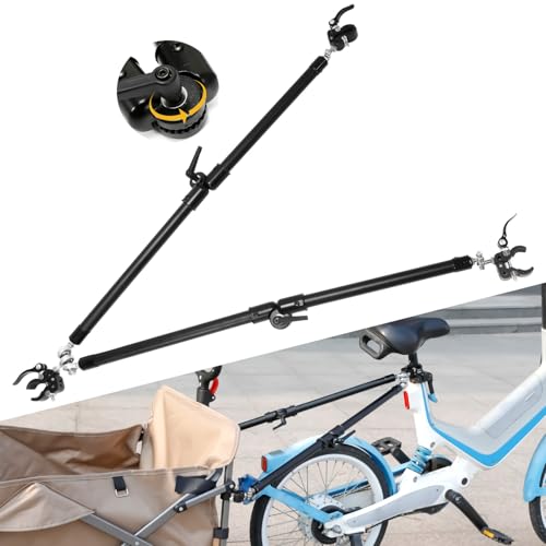 Bike Trailer Hitch Connector, Universal Portable Folding Bicycle Trailer with Quick Release Clamps for Camping Wagon, Pet Bike Trailers, Steel Garden Cart Wagons for Grocery, Sports, Shopping, Camping