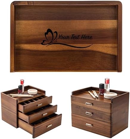 Shanik Personalized Wooden Jewelry Box for Women – Large Three-Dr...