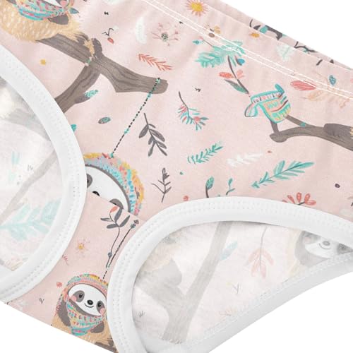 Wusikd Cute Sloth Girls' Underwear Cotton Pink Girls Briefs Soft Toddler Underwear 2T4