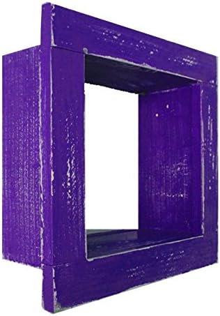 Square Wood/Wooden Shadow Box Display - 9" x 9" - Purple - Decorative Reclaimed Distressed Vintage Appeal