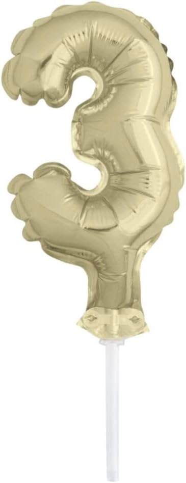 Luxurious Gold Foil Number 3 Balloon Cake Topper - 5" (1 Piece) - Perfect for Unforgettable Moments, Ideal for Birthday Parties & Special Events