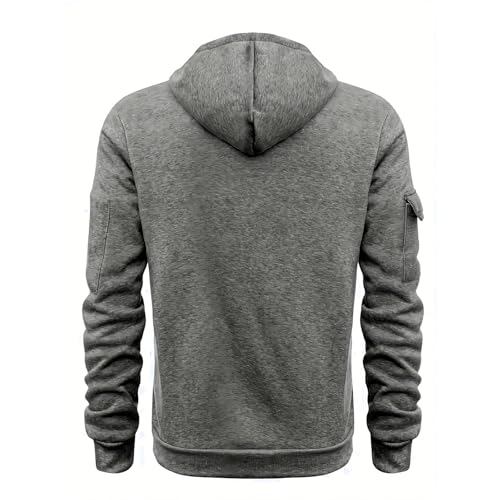 Ymosrh Men's Hoodies, Quarter Zip Long Sleeve Casual Cargo Workout Hooded Sweatshirts Pullover, M-3XL2