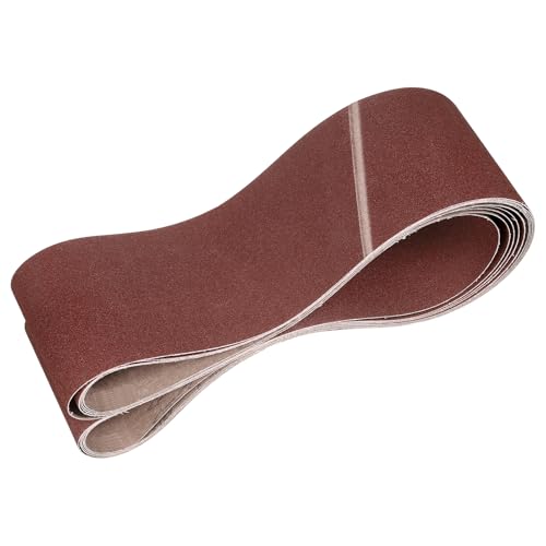 HARFINGTON 4 x 106 Inch Sanding Belts, 5 Pcs 80 Grit Aluminum Oxide Abrasive Belt Sander File Belt for Woodworking, Metal Polishing, Knife Sharpener
