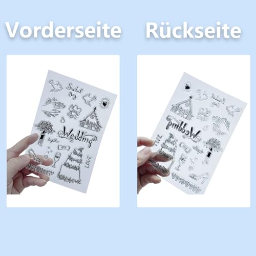 Kisstta Transparente Briefmarken Clear Stamps Silikonstempel Hochzeit – Clear Stamps für Kreative DIY-Projekte – elegante Designs für Fotoalbum, Gästebücher, Scrapbooking und Einladungen