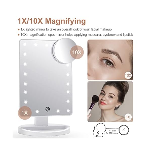 COSMIRROR Lighted Makeup Vanity Mirror with 10X Magnifying Mirror, 21