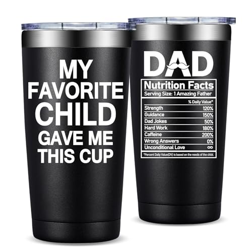 Fufandi Fathers Day Gift, Dad Gifts from Daughter, Son, Kids - Christmas Birthday Gift for Dad, Husband, Men, Father, Him - ​Tumbler Cup 20oz