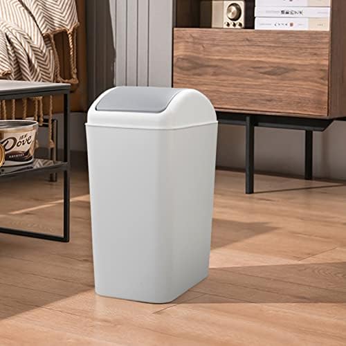 Parlynies 15 L Kitchen Trash Bin, Plastic Waste Bin with Swing Lid (Grey)