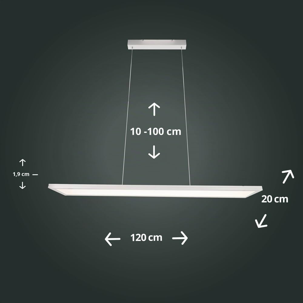 LED Universum Büro-Pendelleuchte OFFICE PANEL UP & DOWN 70/30, 120x20cm weiß, CCT 3000-6000K, 3500lm, dimmbar, mit Fernbedienung, blendfrei UGR<19, hoher CRI>90Ra, flimmerfrei