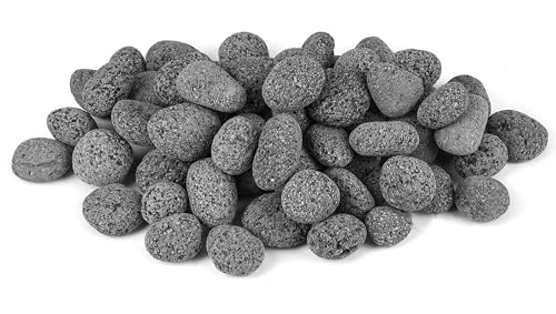 Image of Skyflame 1 /2 inch-1 inch Natural Tumbled Stones for Gas Fire Pit Fireplaces | 15 Pounds, Grey Lava Rock Pebbles, Indoor Outdoor Use, Garden Landscaping Decoration, Cultivation of Potted Plants