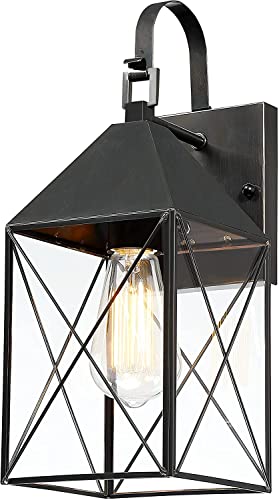 C Cattleya Brass Outdoor Wall Lantern Sconce Light With Clear Tempered Glass Exterior Porch Light Fixtures Waterproof For Front Porch Garage Garden Patio Staircase Balcony cover