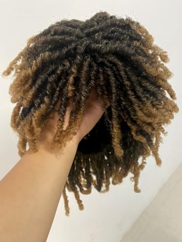 GNIMEGIL Krótka Peruka Dreadlocks dla mężczyzn Afro Bob ombré-jasnobrązowa