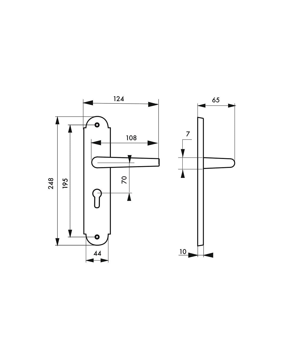 THIRARD - Ensemble de Poignées pour Porte d'Entrée Arthemis - Acier Embouti - Usage Pratique et Esthétique - Trou de Cylindre - Carré 7 mm - Entr'Axes 195 mm - Finition Laiton Patiné - Jaune/Doré