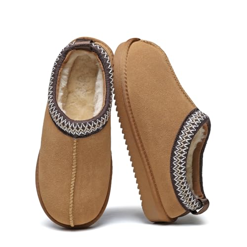 Meik Mangni Women's Slippers Genuine Suede Platform Mini Boots Mens Faux Fur Warm Lining Winter Mules Cozy Warm House Shoes Indoor and Outdoor,Brown 12 US by Meik Mangni - Used condition - Image 7