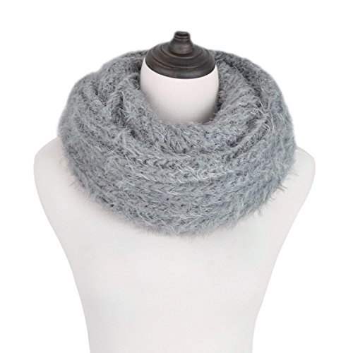 Super Soft Solid Color Winter Rib Knit Fur Thick Infinity Loop Circle Scarf2