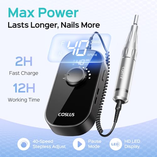 COSLUS Elektrischer Nagelfräser Professionell, Tragbare Nagelfeile