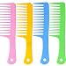 TecUnite 4 Pieces 9 1/2 Inches Anti-static Large Tooth Detangle Comb, Wide Tooth Hair Comb Salon Shampoo Comb for Thick Hair Long Hair and Curly Hair (Mutil Color 1)
