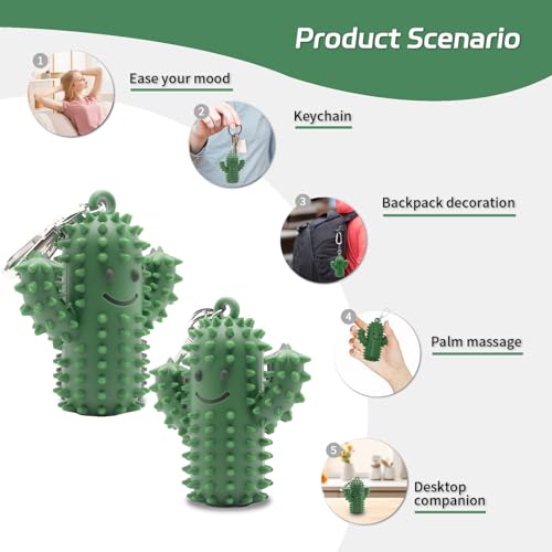 1 PCS Little Ouchies Pain Fidget,Silicone Cactus Stim Tools for Adults, Sensory Pain Stim Fidget Toy, Spiky Grippy Stim Keychain, Anxiety Relief Items Fidget, Fun Gift for Friends and Family (Green) - Image 4