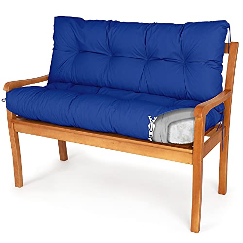 Spatium Cojines para Bancos Asiento + Respaldo Funda desenfundable, Impermeable 30 tamaños para Elegir de 7 Colores(120 x 80 x 10cm Azul)