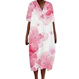 XUEJIANN Vestidos largos para mujer, elegantes vestidos largos de verano para mujer, vestido largo de verano floral, cuello en V, vestido camisero con pantalones cortos, vestidos casuales para