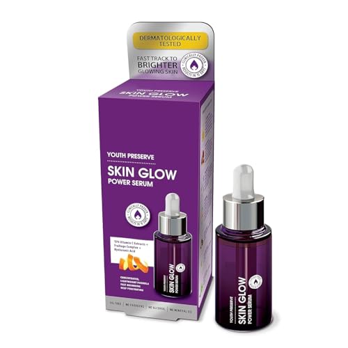 Advanced Activs Youth Preserve Skin Glow Power Serum, 30ml | Vitamin C Serum for Glowing Skin (15% Vitamin C Extracts) | Fades Dark Spots & Uneven Skin | Quick-Absorbing
