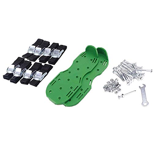 pittospwer 1 Pair Grass Lawn Aerator Spikes Nail Shoes Cultivator Sandals Yard Garden Tool Green