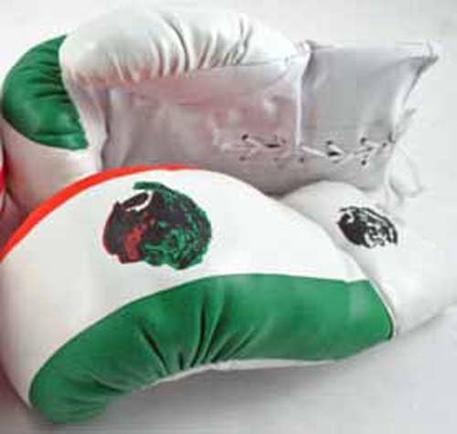 1 par de guantes de boxeo para adultos de 16 onzas con la bandera de México