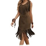 Superbe design à franges et pompons : les franges en faux daim et les manches à pompons créent un mouvement dynamique parfait pour la danse, ajoutant une touche vintage et un charme occidental à votre look.