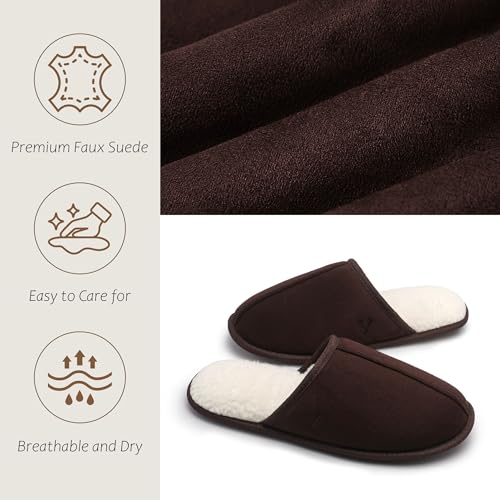 Image of Mens Scuff Slippers Micro Suede Memory Foam Slide Clogs Slip on Indoor Outdoor House Shoes