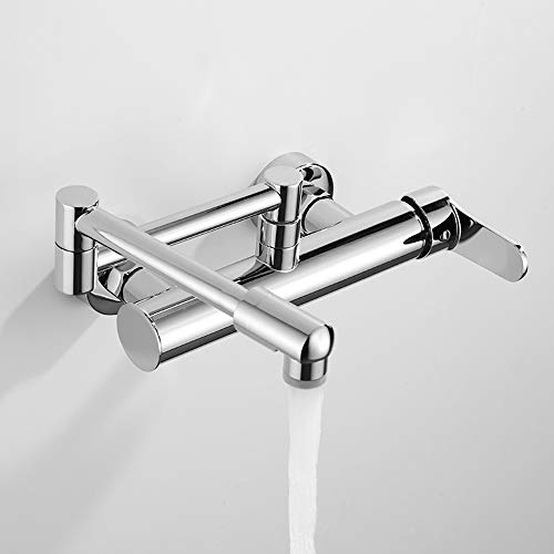 Robinet de cuisine pliable mitigeur mural en laiton pour évier double - 6