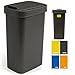 Produktbild Hausfelder Mülleimer 50l groß mit Deckel in schwarz, Schwingdeckel Abfalleimer Küche mit 50 Liter, Tonne für Abfall, Recycling und gelber Sack