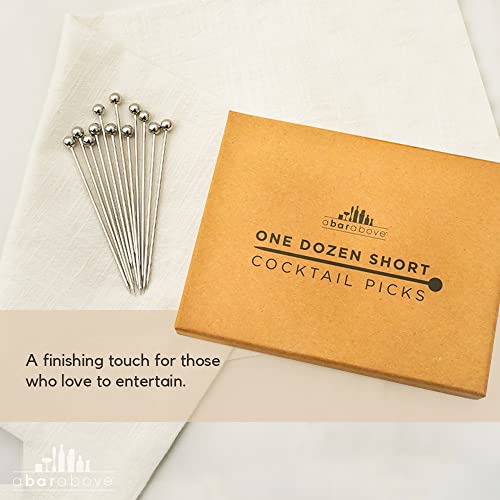 A Bar Above Short Cocktail Picks – Metal Stir Sticks For Drink Garnish, Bloody Mary Skewers, Shrimp Cocktail & More – Stainless-Steel Cocktail Toothpicks For Appetizers – Cocktail Pick (12 Pcs) #TOP5