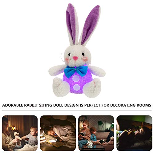 Amosfun 2Pcs Bonito Coelho Crianças Brinquedos Boneca Brinquedos Luz Da Noite de Coelho Da Páscoa Co