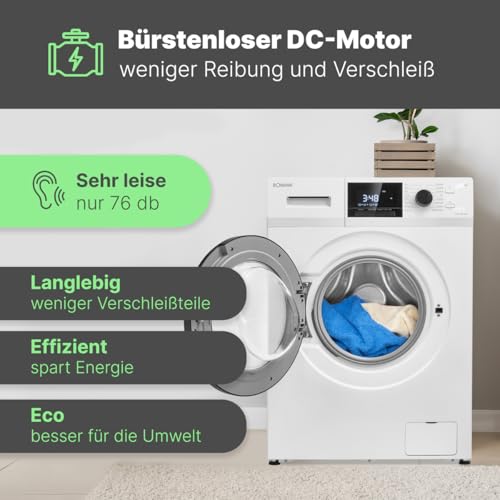 Bomann® Waschmaschine 10kg | max. 1400 U/min | 16 Programme | Bürstenloser DC-Motor: effizient, leise und langlebig | Endzeitvorwahl | Zulaufschlauch-Sicherheitssystem | Washing Machine | WA 7111 – Bild 2