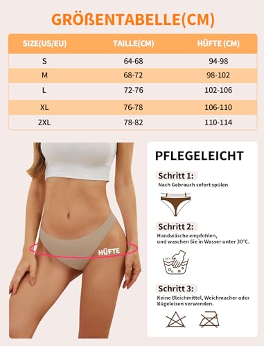 PoseFree Periodenunterwäsche Tanga Nahtlos 3er Pack - Atmungsaktive Menstruations String für Leichte Blutung & Sport | Unsichtbare Seamless | Größen M | 60°C Waschbar
