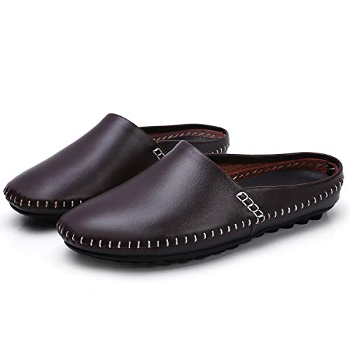 Yiceirnier Backless Shoes Mens Mules And Clogs Leather Sandals Beach Shoes Brown 8805-1/Zong/11.5-46 #TOP6